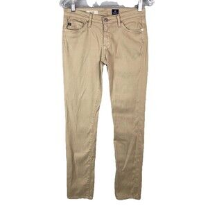 Adriano Goldschmied Women 28 Jeans The Stilt Pants Cigarette Leg Modal Beige USA